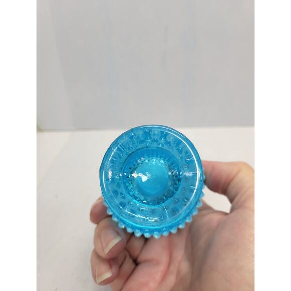 Vintage Fenton Perfume Bottle & Stopper Opalescent Blue Hobnail - Picture 6 of 6